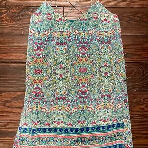 Maeve Anthropologie tunic with criss-cross back and button sides, size 2